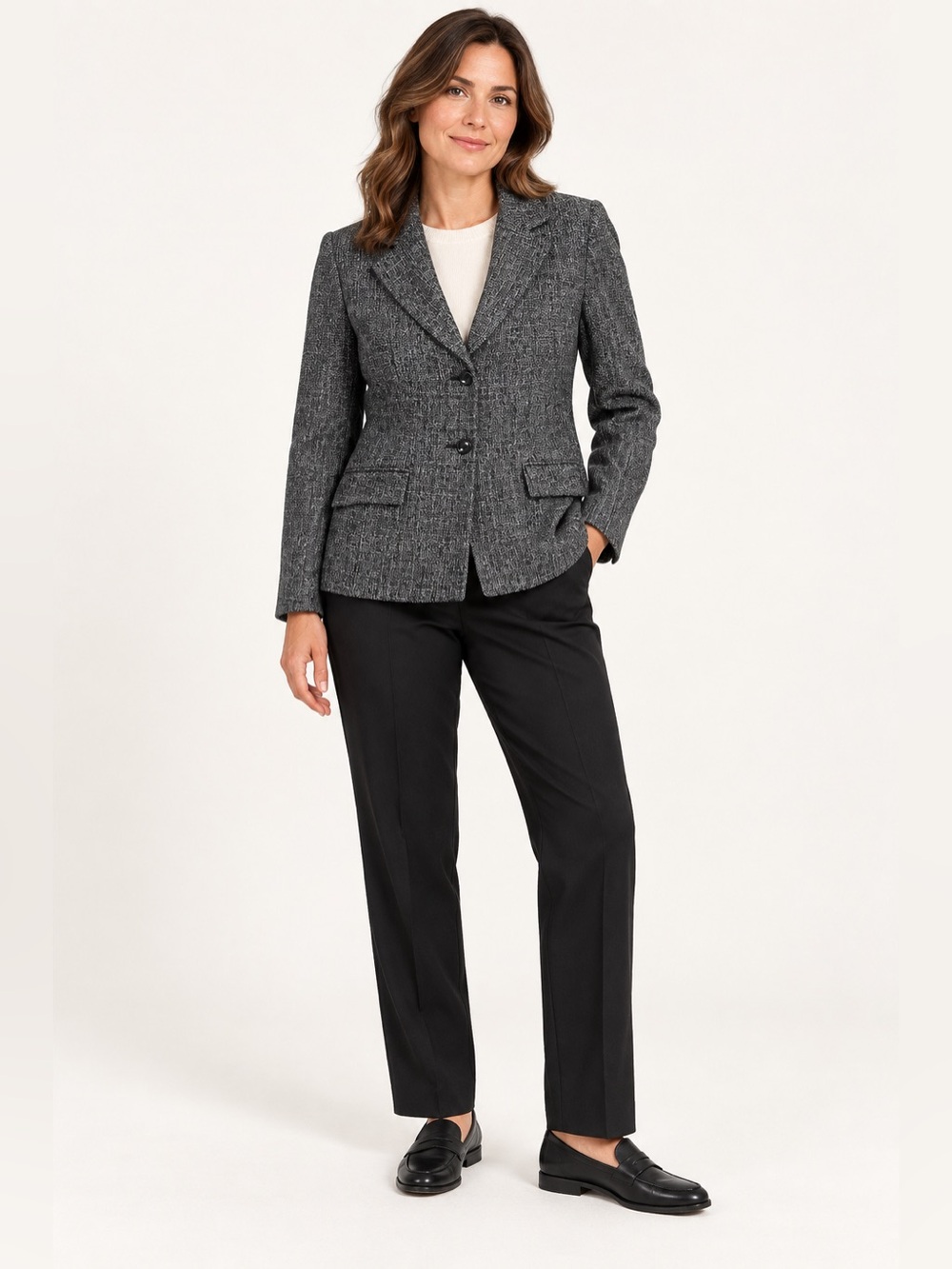 Sag Harbor Black White Tweed Blazer Jacket Old Money Office Size 12
